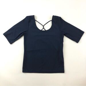 Sweaty Betty navy cross back scoop neck all day performance tee Small